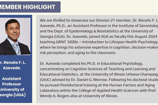 Part of the APA highlight for Dr. Azevedo