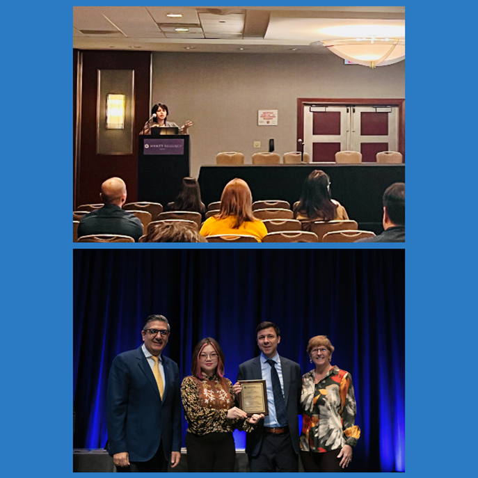 Collage of a presentation and award recipients at HFES