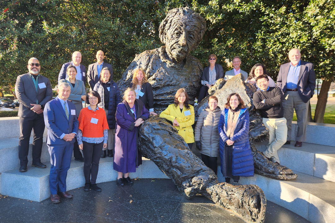 People posing at Einstein Memorial