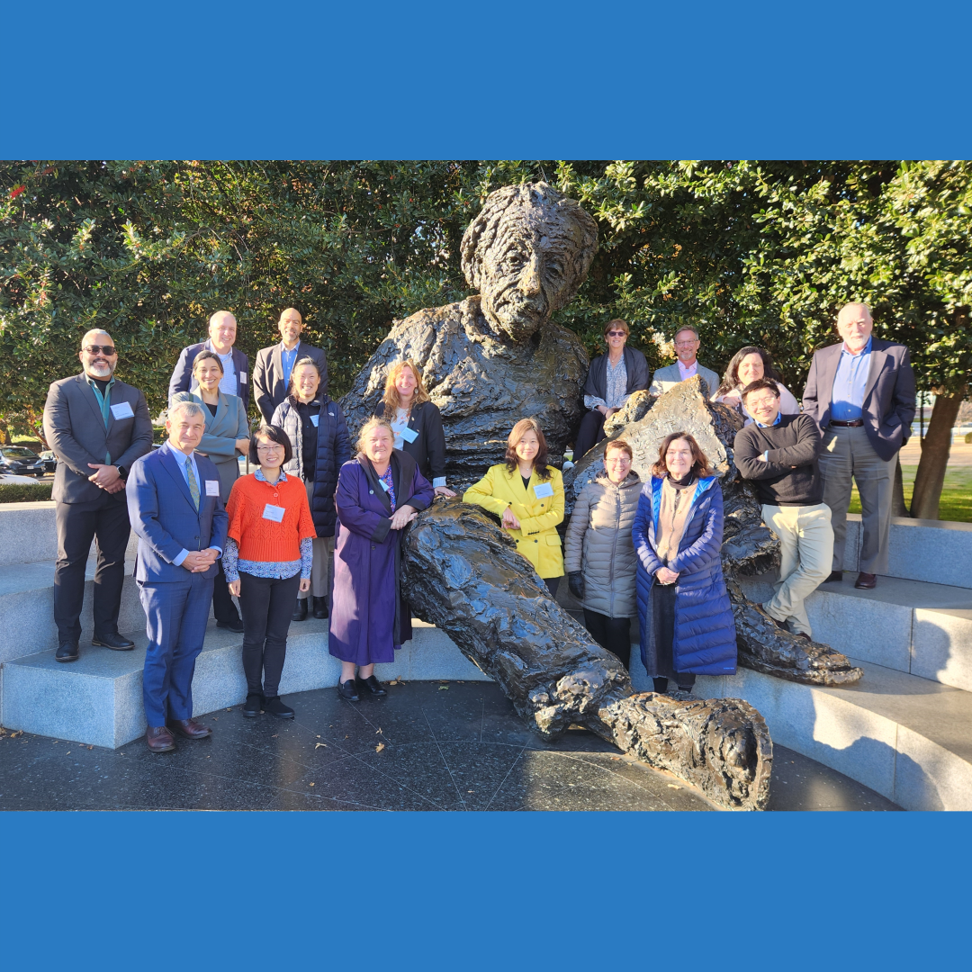 People posing at Einstein Memorial
