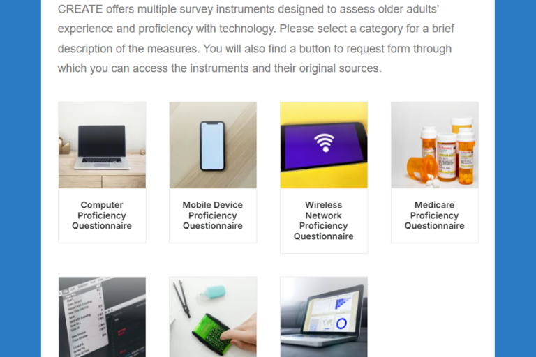Screen capture of website instrument section